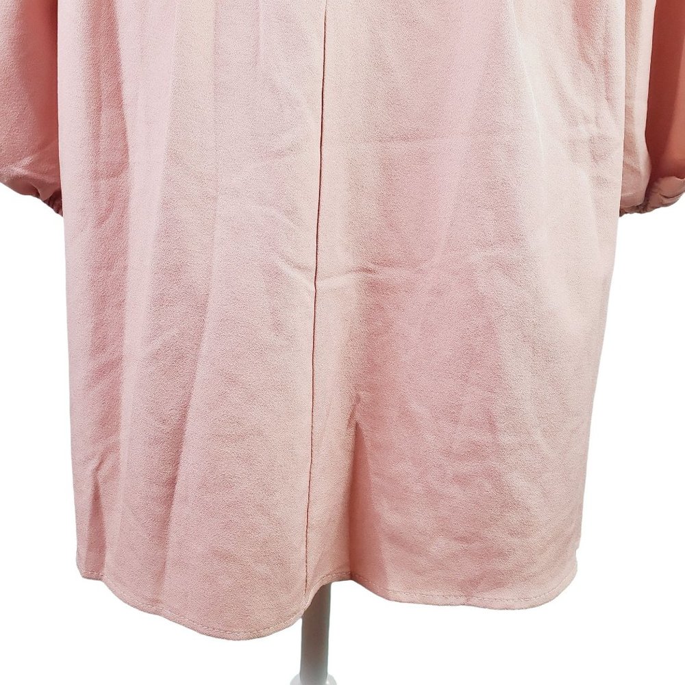 Umgee Pink Pleated A-Line Dress w/ Swirly Appliqué & Cold Shoulder Sleeve, Sz M - Picture 7 of 11